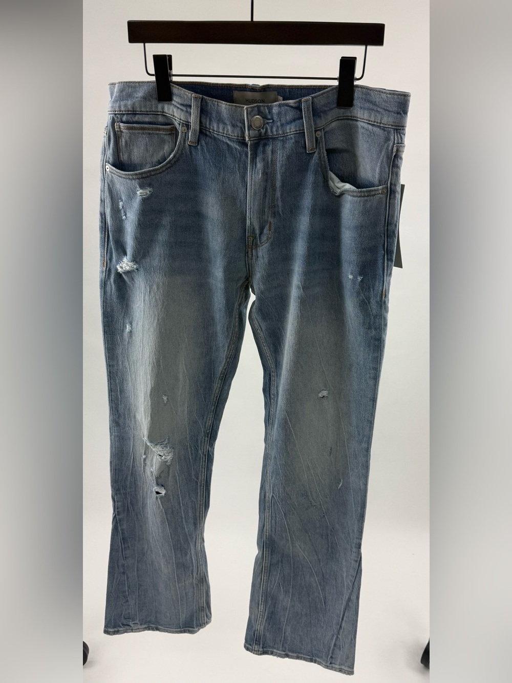 Hudson Jeans Men’s Flare Distressed Light Blue Denim Jeans